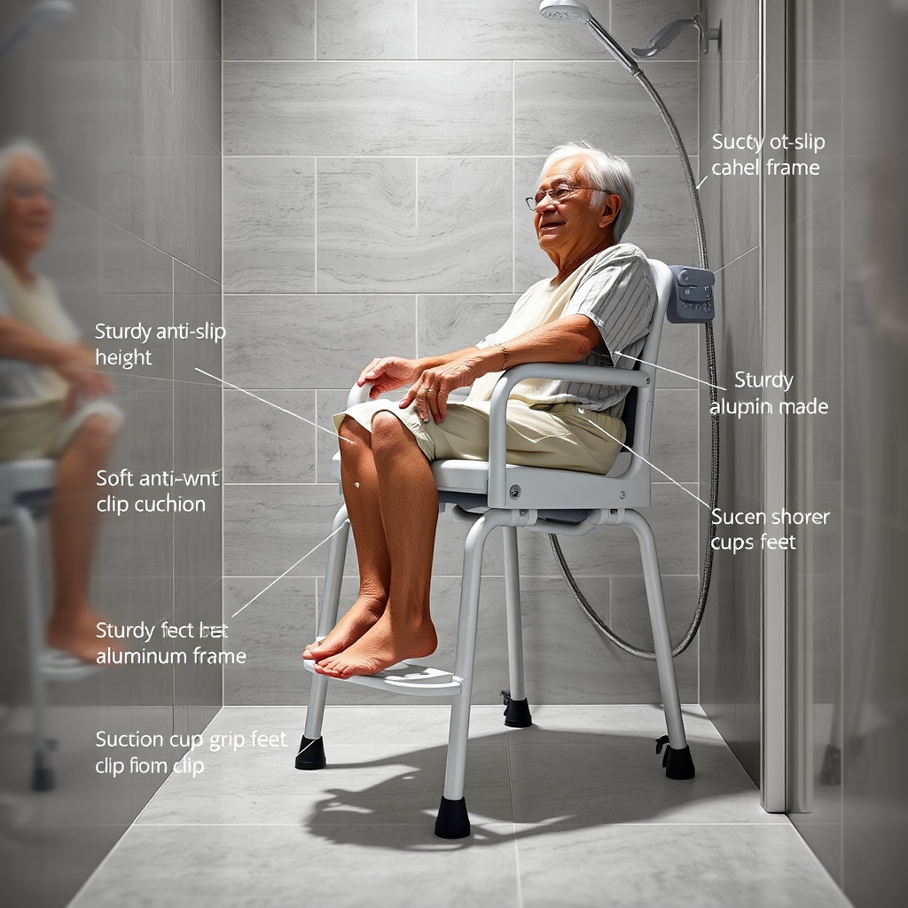 shower chair in action