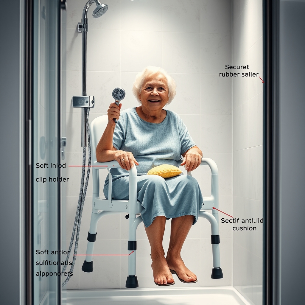 shower chair in action