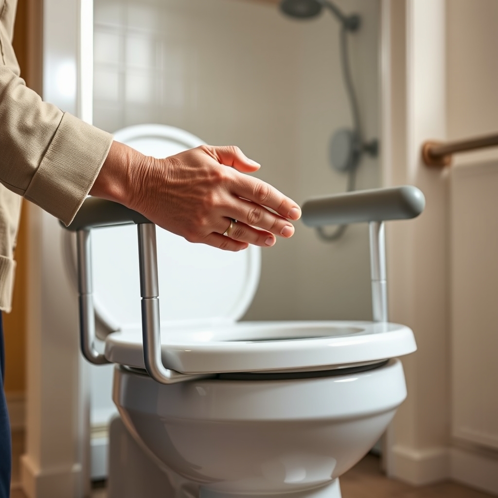 raised toilet in action