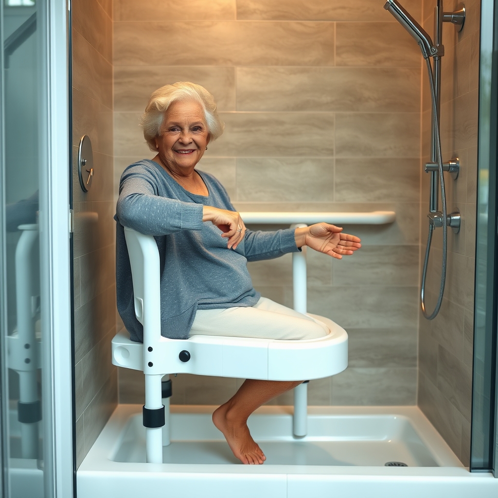 shower bench in action